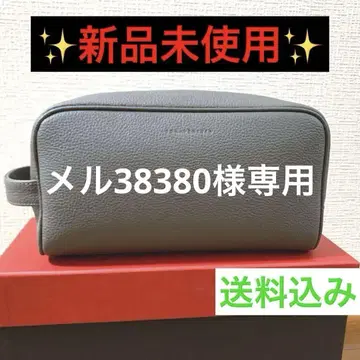 새상품 BONAVENTURA 그레이 가죽 클러치백 트래블 파우치