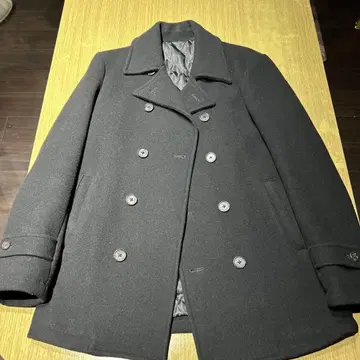 SHIPS jet blue 블랙 더블 브레스트 피 코트