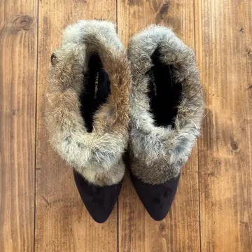 퍼 부티 브라운 앵클부츠