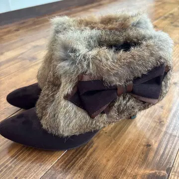 퍼 부티 브라운 앵클부츠