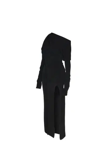 미사용 THEREDTHREAD S asymmetry tuck dress
