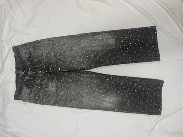 블랙 rhinestone 데님 팬츠