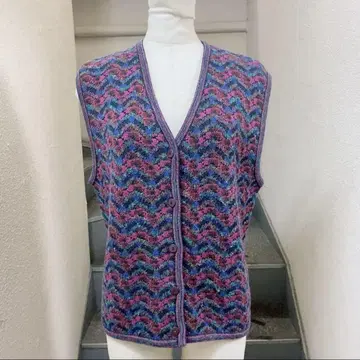 미쏘니 니트 베스트 보라색 네이비 MISSONI