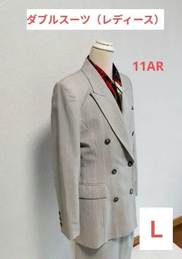 7-157 더블 브레스트 스커트 수트 여성용 그레이 ( L )