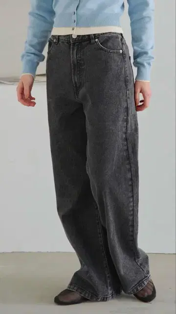 titivate 세미 와이드 데님 팬츠