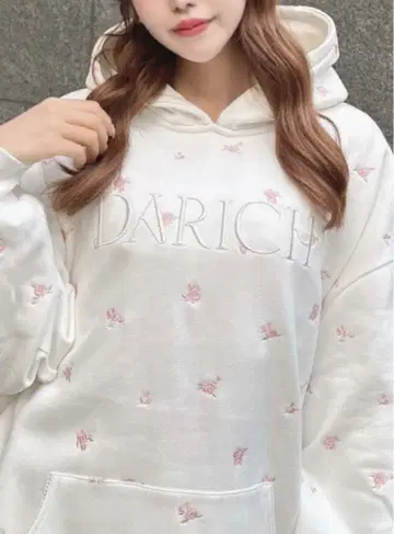 다리치 darich 플라워 자수 빅 후디