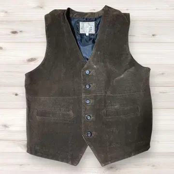 TURKY BEAR 가죽 베스트 돈피 스웨이드 L 사이즈 다크 브라운