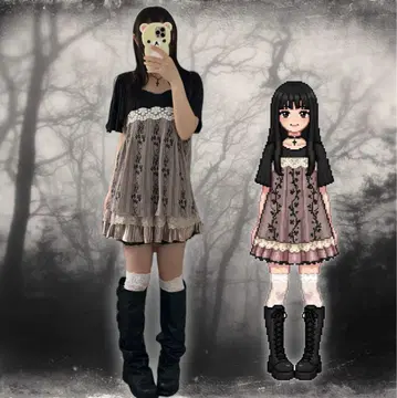 00s 코켓 다크 코어 다크 코켓 페어리 그런지 튜닉
