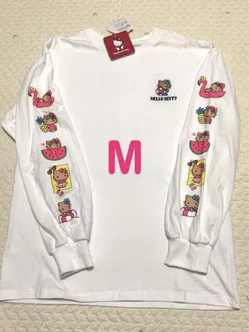 [ 미사용 새상품, 택 포함 ] 아베일 헬로키티 롱 T셔츠 화이트 M
