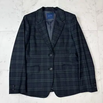 새상품급 논노 테일러드 자켓 블랙워치 2-B 블랙 그린 L 사이즈