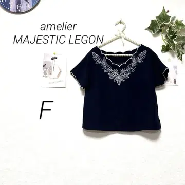 10224 amelier 마제스틱 레곤 꽃무늬 자수 반팔 블라우스 F