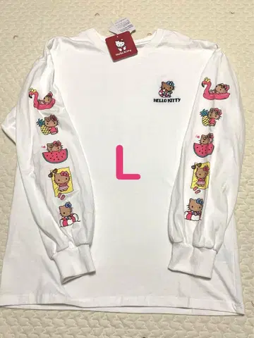 [ 미사용 새상품, 택 포함 ] 아베일 헬로키티 롱T셔츠 화이트 L