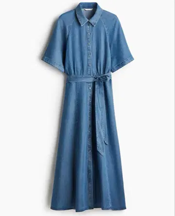 [ 새상품급 ] H&M 데님 셔츠 원피스 XS 반팔