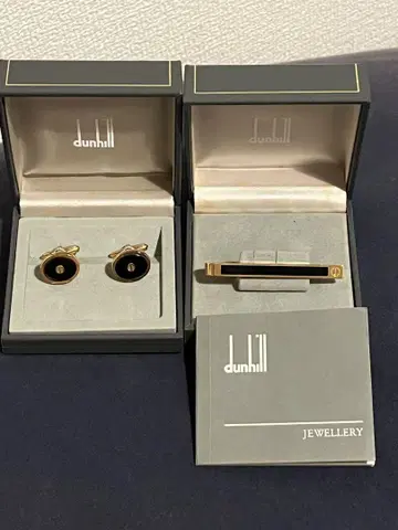 dunhill 던힐 커프스&넥타이핀 세트 각인 있음 상자 보증서 포함