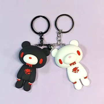 글루미 곰 모양 키링 블랙과 화이트 2개 세트