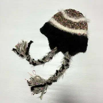 unknown 니트 모자 모자 꽁지 비니 구제 의류 귀마개 이어플랩