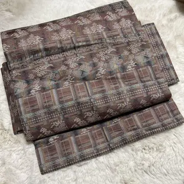 전통적인 일본풍 패턴 후쿠로 오비 브라운 계열 멋내기용