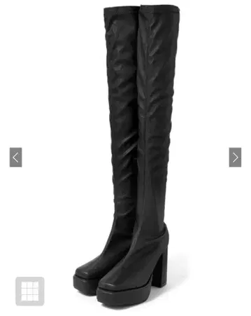 25 블랙 니하이 부츠 플랫폼 힐 통굽 롱 부츠