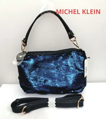 MICHEL KLEIN 네이비 블루 스팽글 숄더백 새상품