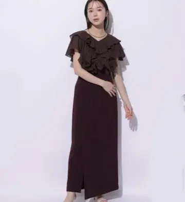 새상품급 Mystrada 마이 스트라다 슬릿 저지 스커트 적갈색 S