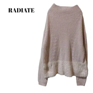 [RADIATE] 긴팔 니트 스웨터 이소재 절개 살몬 핑크 울 혼방