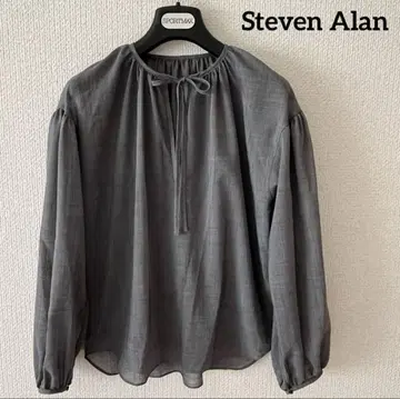 Steven Alan 개더 리본 풀오버 블라우스 비침 S
