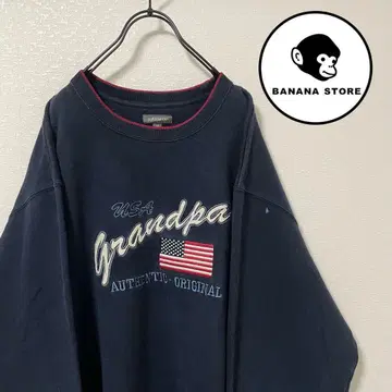 00s 빈티지 자수 맨투맨 네이비 성조기 USA 헤비 웨이트