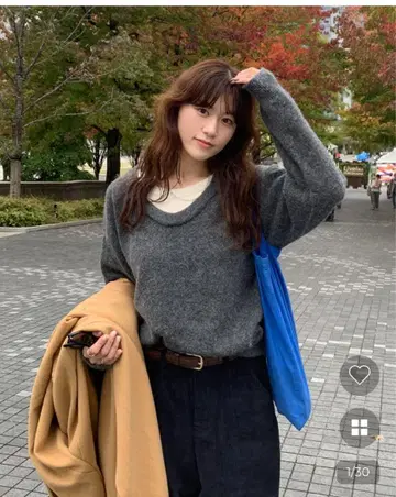 nugu 라운드넥 레이어드 니트