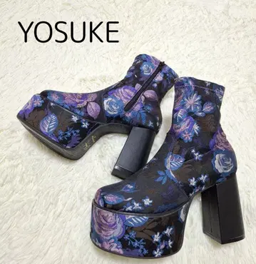 새상품 YOSUKE 통굽 숏부츠 꽃무늬