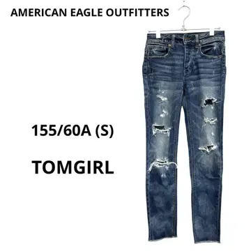 아메리칸 이글 데미지 데님 TOMGIRL 스키니 스트레치 S