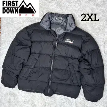 90s FIRSTDOWN 다운 자켓 블랙 2XL. 리버서블