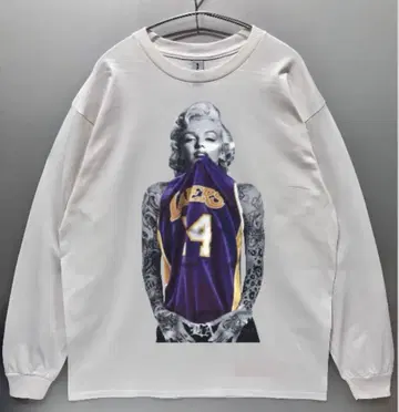 남녀 공용 LAKERS x 마릴린 먼로 롱 T 긴팔 티셔츠/화이트