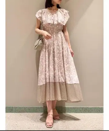 스나이델 허리 슬릿 원피스 01 핑크 베이지 snidel