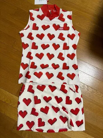 [ 미사용 ] 골프웨어 하트 무늬 셋업 M