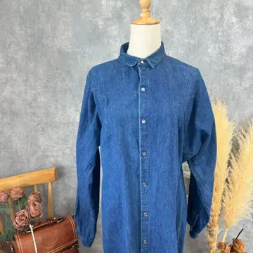 Calvin Klein 데님 셔츠 원피스 USA제 버튼 다운 M 상당