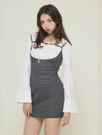 Betty layered check dress Gray