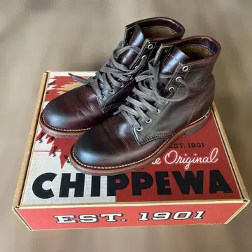 CHIPPEWA 브라운 가죽 워크 부츠