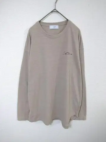새상품급 이에나 긴팔 티셔츠 여성용 XL 상당 베이지색 가슴 자수 일본제