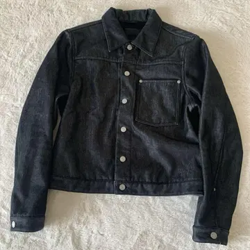 [ USED ] VISARUNO 광택 데님 보아 자켓 M