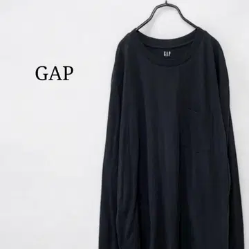 GAP 갭 (L) 포켓 부착 T셔츠 긴팔 롱티 블랙 노움코어