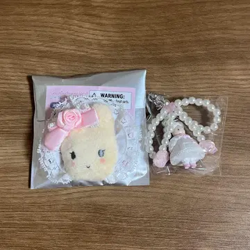 산리오 화이트 프릴 시크릿 헤어 클립 스트랩 마론 크림