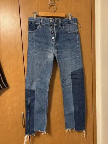Levi's 501 스트레이트 데님 패치워크 리메이크