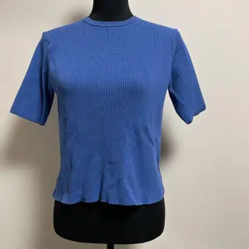 TO CITEN 파랑 리브 반팔 상의 F