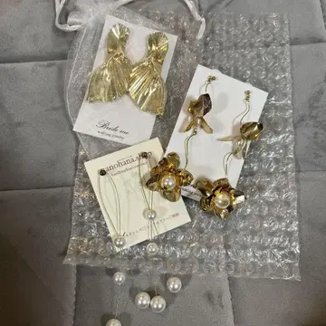 묶음 판매 골드 리프와 펄 귀걸이 웨딩 액세서리