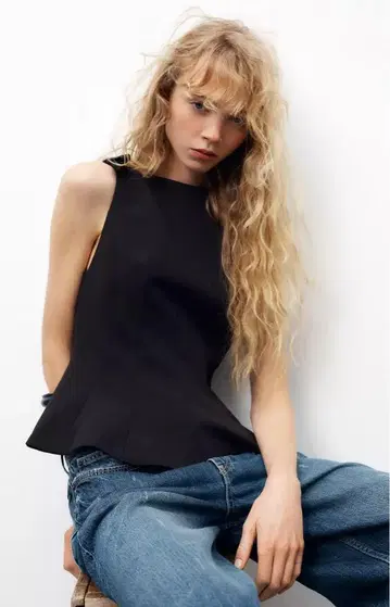 ZARA 페플럼 리본 상의