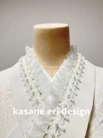 겹쳐 입는 카라 펄 장식 더블 프릴 크림 장식 옷깃
