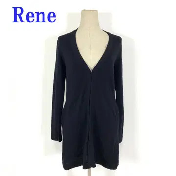 르네 롱 가디건 블랙 울 100% 34 C4458