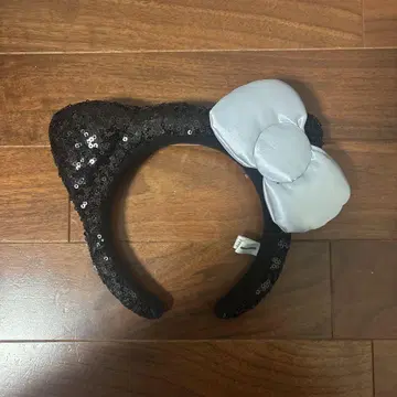 키티 머리띠 블랙 스팽글