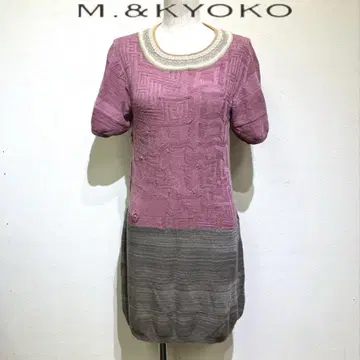 M. & KYOKO 니트 원피스 반팔 튜닉 일본제 얇은 소재