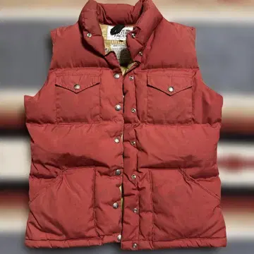 70s THE NORTH FACE 브라운 택 다운 베스트 크림슨 빈티지